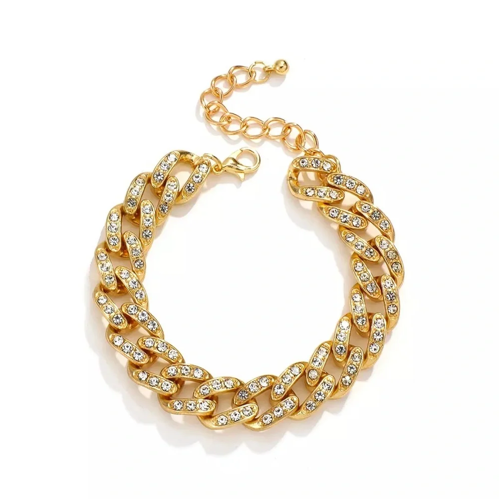 Modern Gold Chain Rhinestone Bracelet Set - Picture 8 of 9